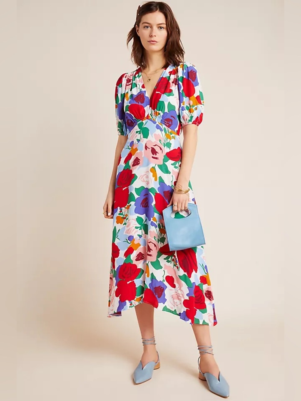 Faithfull the Brand Anita V-Neck Midi Dress Vittoria Floral Size M US 6